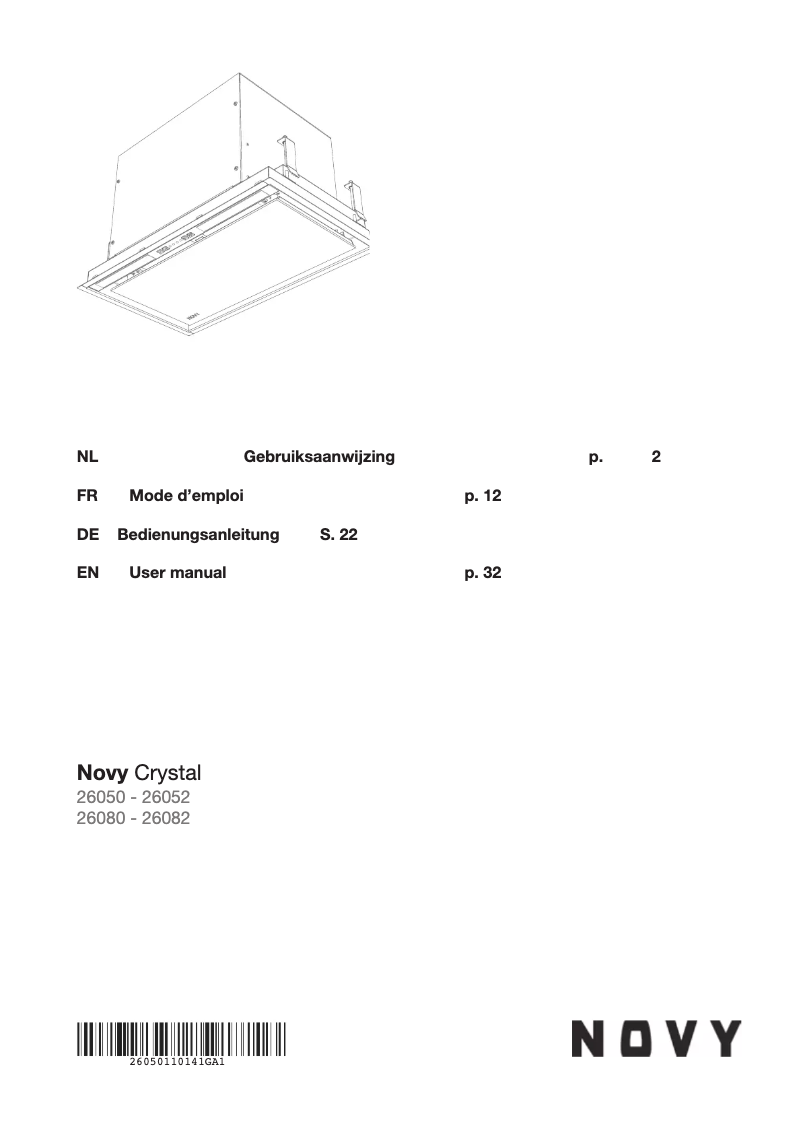 Page 1 de la notice Manuel utilisateur Novy Crystal 26052