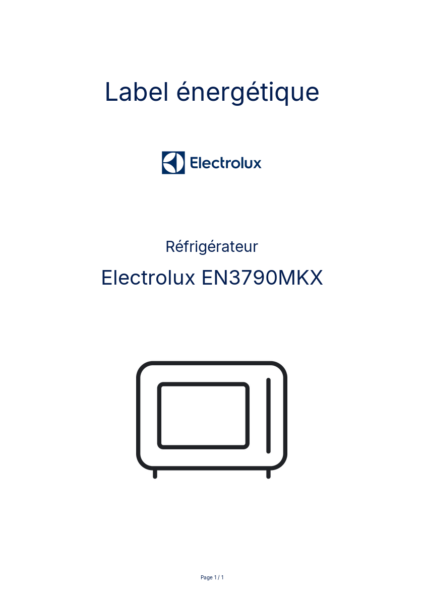 Page n°1 - Label énergétique Electrolux EN3790MKX
