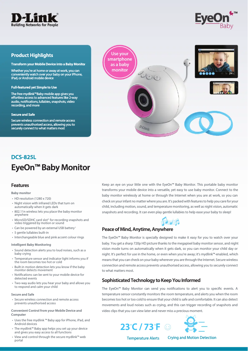 Page 1 de la notice Fiche technique D-Link DCS-825L