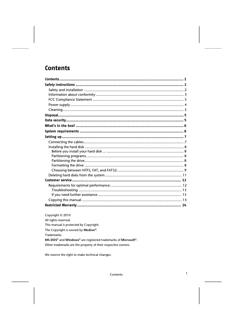 Page n°1 - Manuel utilisateur Medion P83761 (MD 90133)