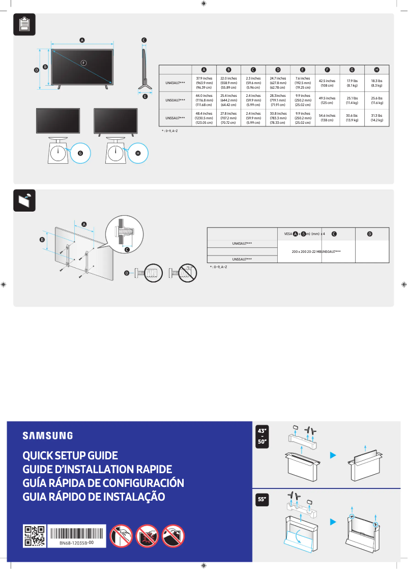 Image de la première page du manuel de l'appareil UN50AU7000F