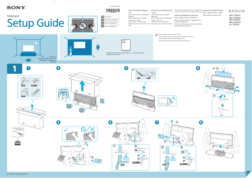Page 1 de la notice Guide d'installation Sony Bravia XBR-60X830F