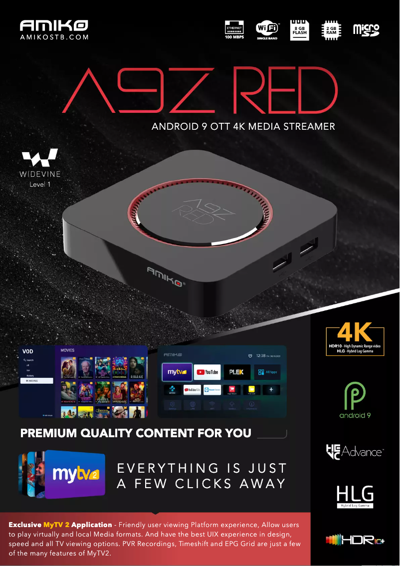 Page 1 de la notice Manuel utilisateur Amiko A9Z RED