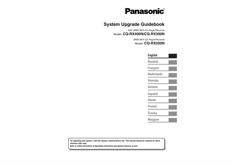 Página 1 del manual Manual de usuario Panasonic CQ-RX200N