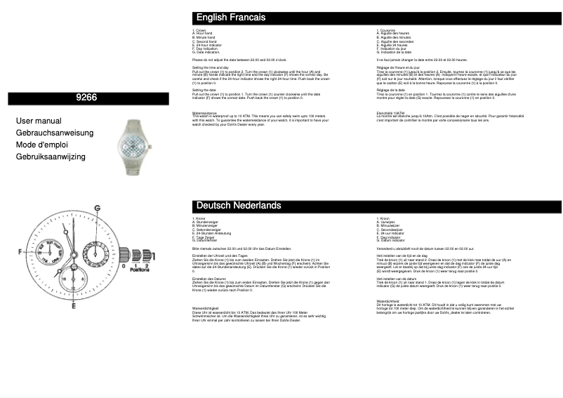 Page n°1 - Manuel utilisateur Davis 9266