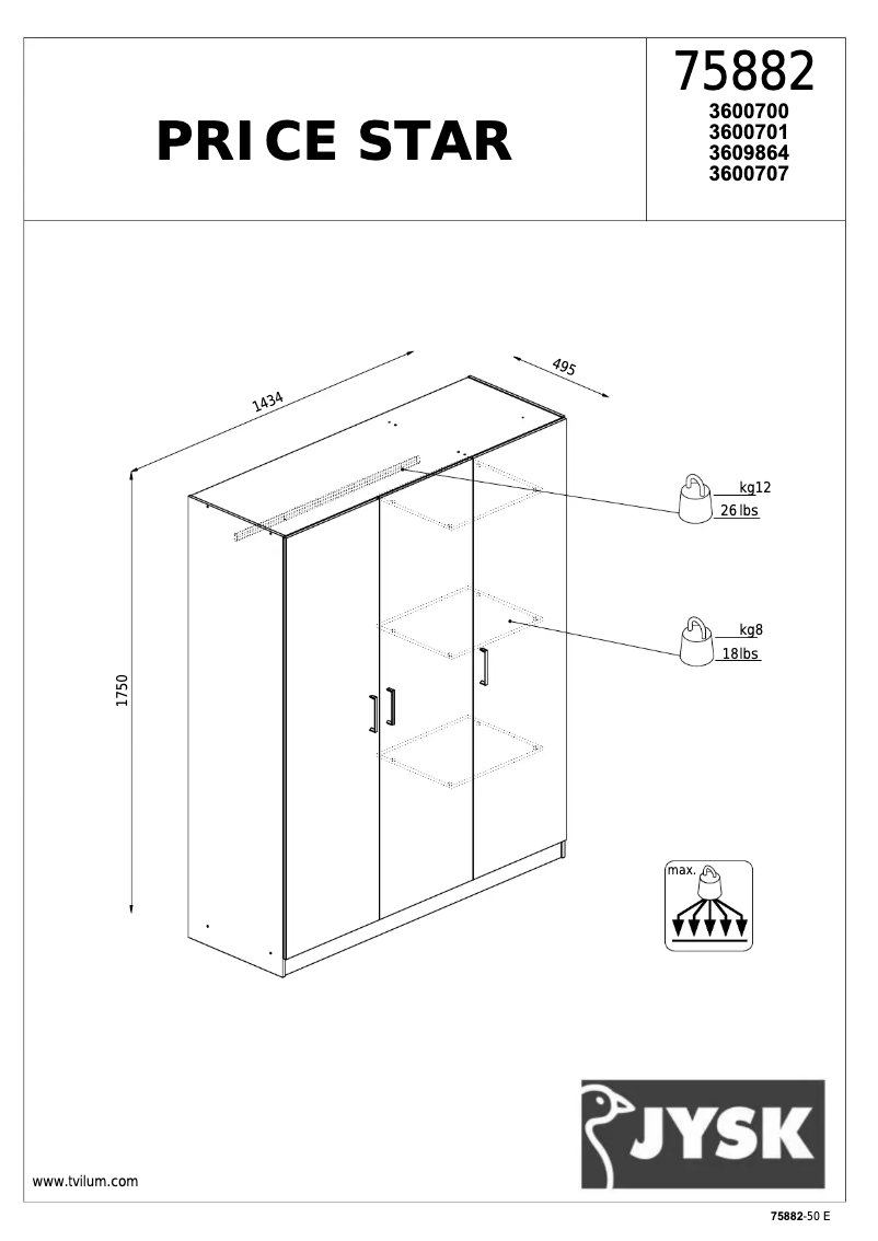 Página 1 del manual Manual de usuario JYSK Price Star (145x176x50)