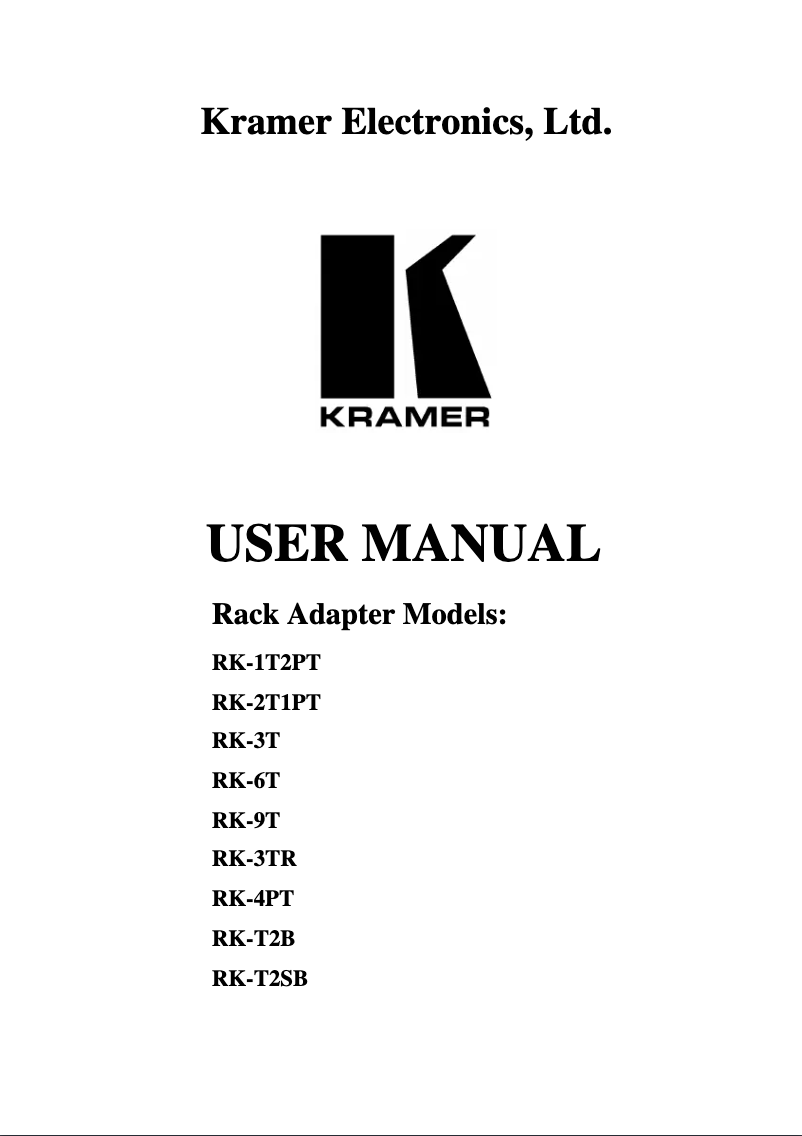 Page 1 de la notice Manuel utilisateur Kramer RK-3TR
