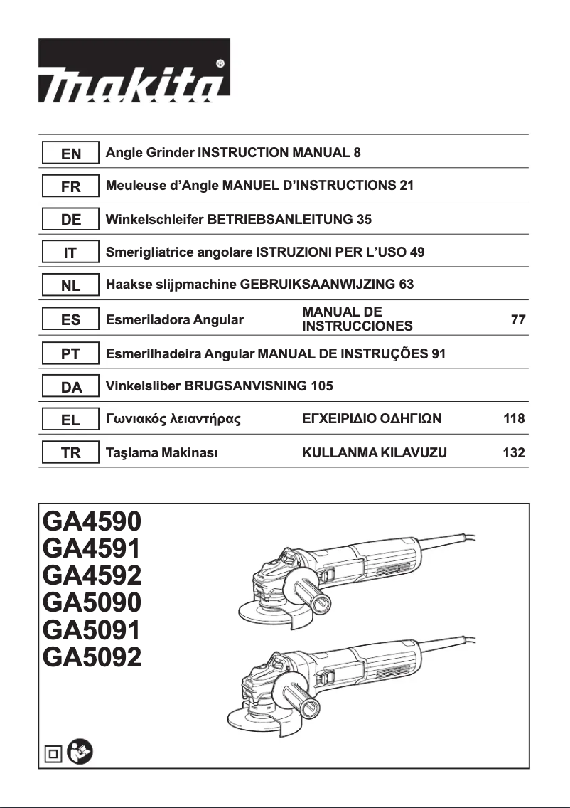 Page 1 de la notice Manuel utilisateur Makita GA5092