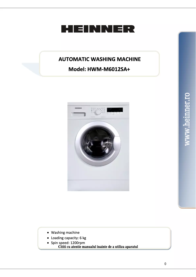 Página 1 del manual Manual de usuario Heinner HWM-M6012SA