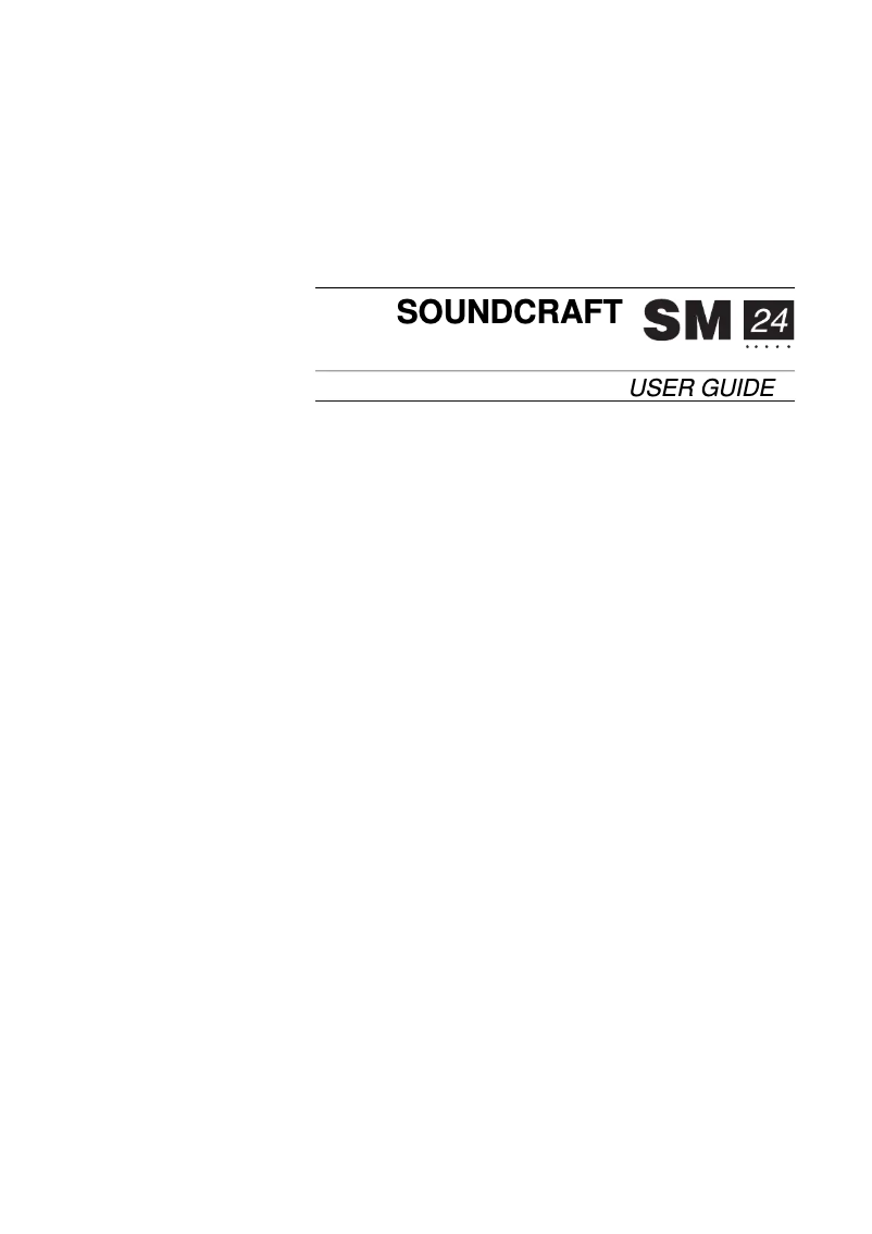 Page 1 de la notice Manuel utilisateur Soundcraft SM24
