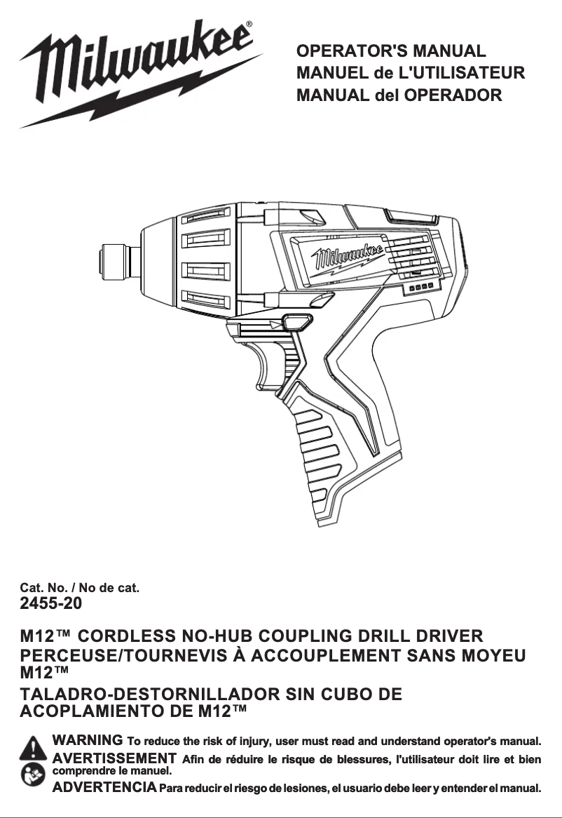 Page n°1 - Manuel utilisateur Milwaukee M12 2455-22