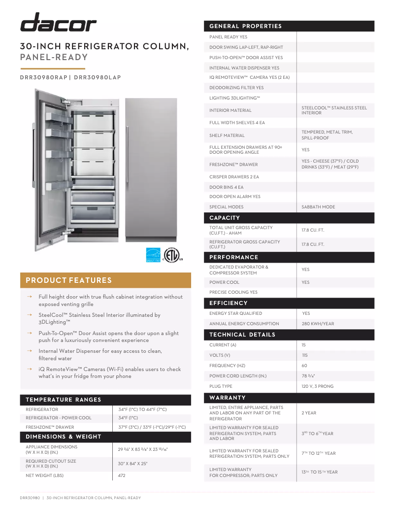 Image de la première page du manuel de l'appareil Modernist DRR30980RAP
