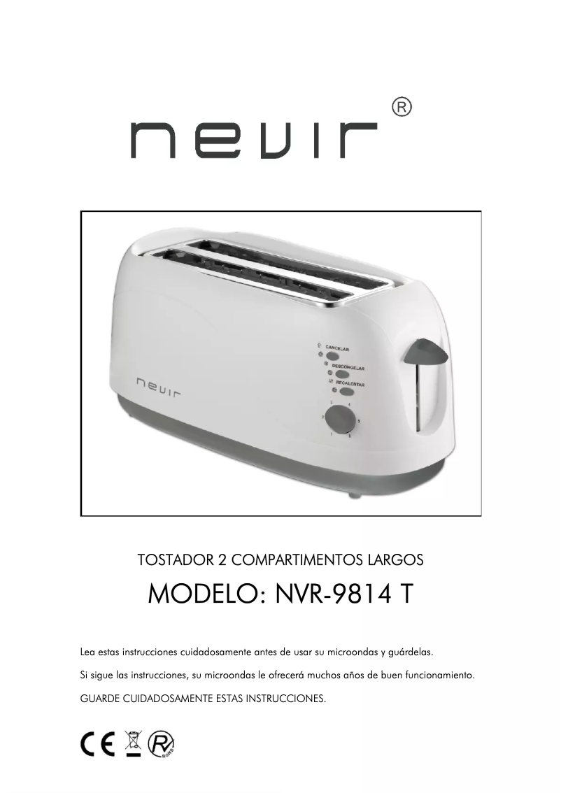 Page 1 de la notice Manuel utilisateur Nevir NVR-9814 T