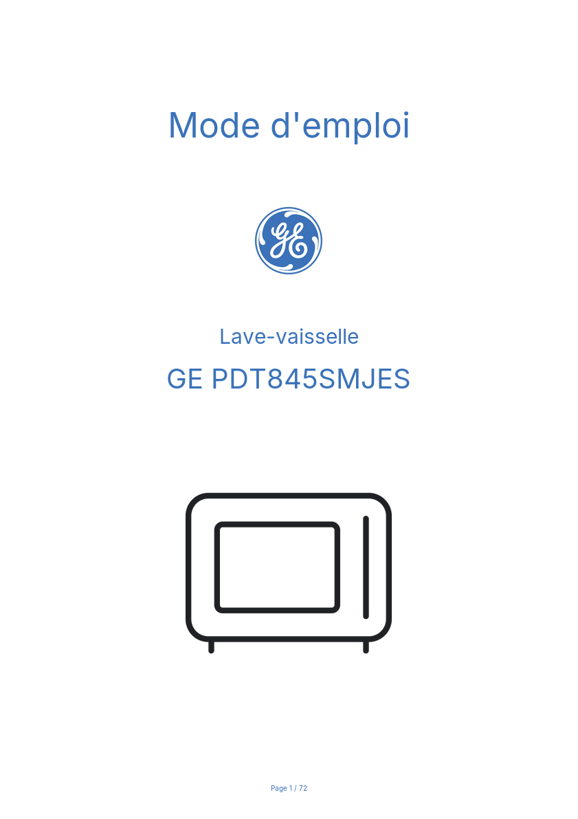 Page n°1 - Mode d'emploi GE PDT845SMJES