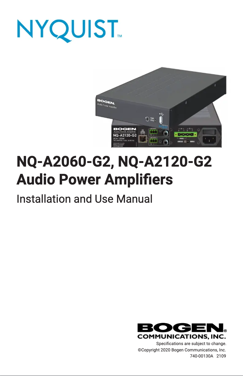 Image de la première page du manuel de l'appareil NQ-A2060-G2