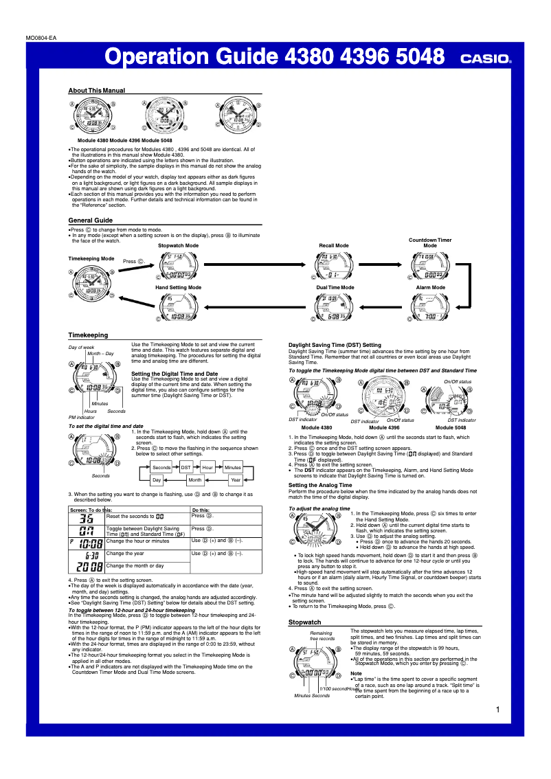 Page n°1 - Manuel utilisateur Casio 5048