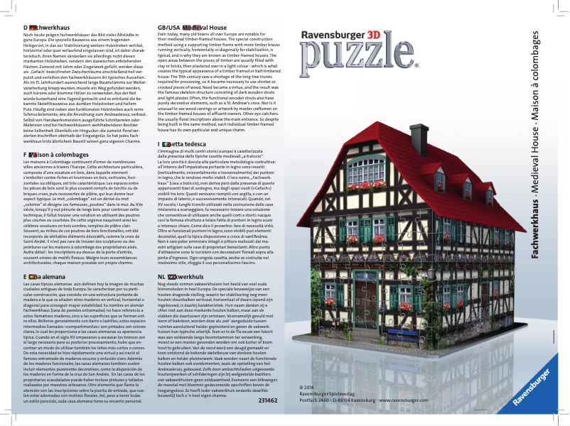 Page 1 de la notice Manuel utilisateur Ravensburger Fachwerkhaus