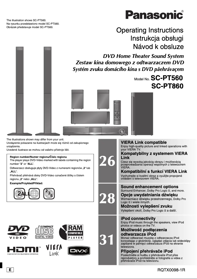 Page n°1 - Manuel utilisateur Panasonic SC-PT560EE-S