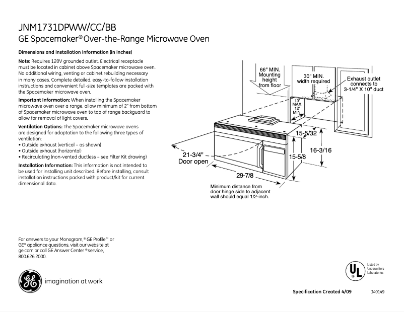 Image de la première page du manuel de l'appareil JNM1731DPWW