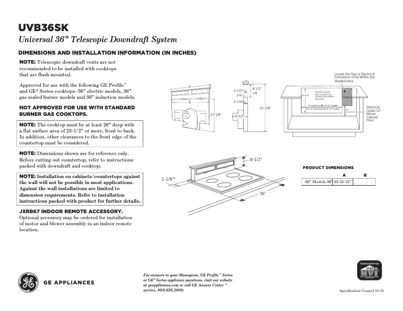 Image de la première page du manuel de l'appareil UVB36SKSS