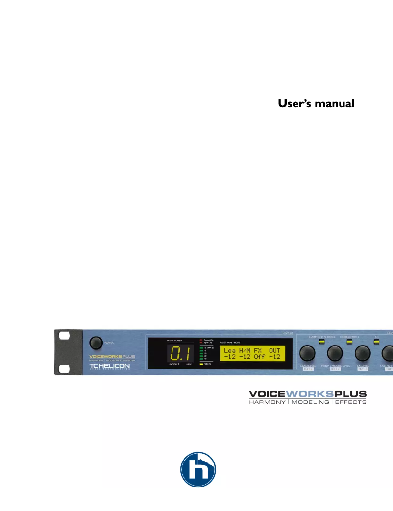 Page n°1 - Manuel utilisateur TC Helicon Voiceworks Plus