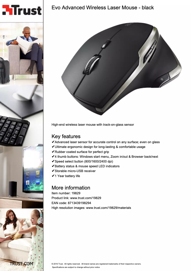 Page 1 de la notice Manuel utilisateur Trust Evo Advanced