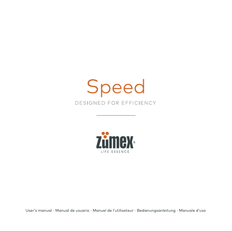 Page n°1 - Manuel utilisateur Zumex Speed S+plus