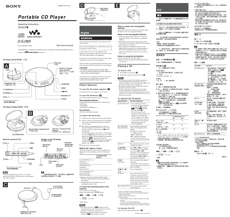 Image de la première page du manuel de l'appareil D-EJ365