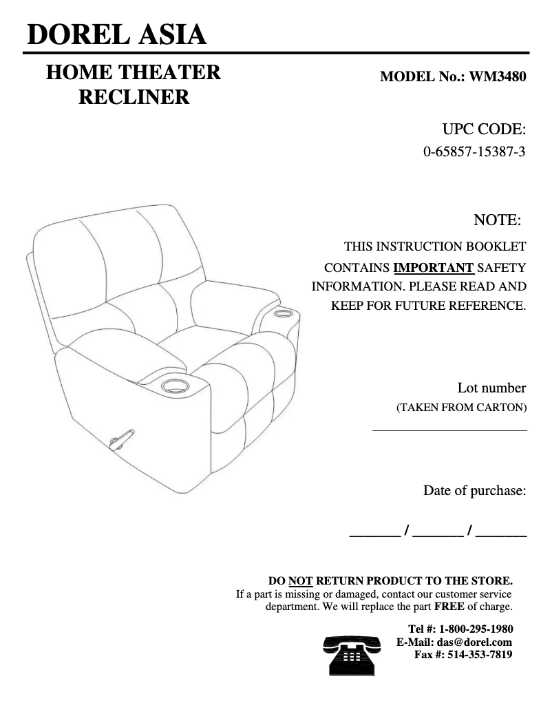 Page 1 de la notice Manuel utilisateur Dorel WM3480