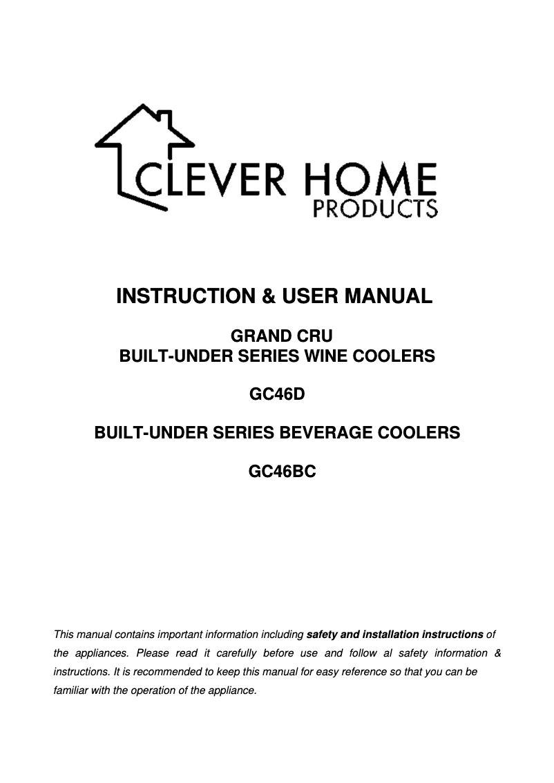 Page n°1 - Manuel utilisateur Grand Cru GC46BC