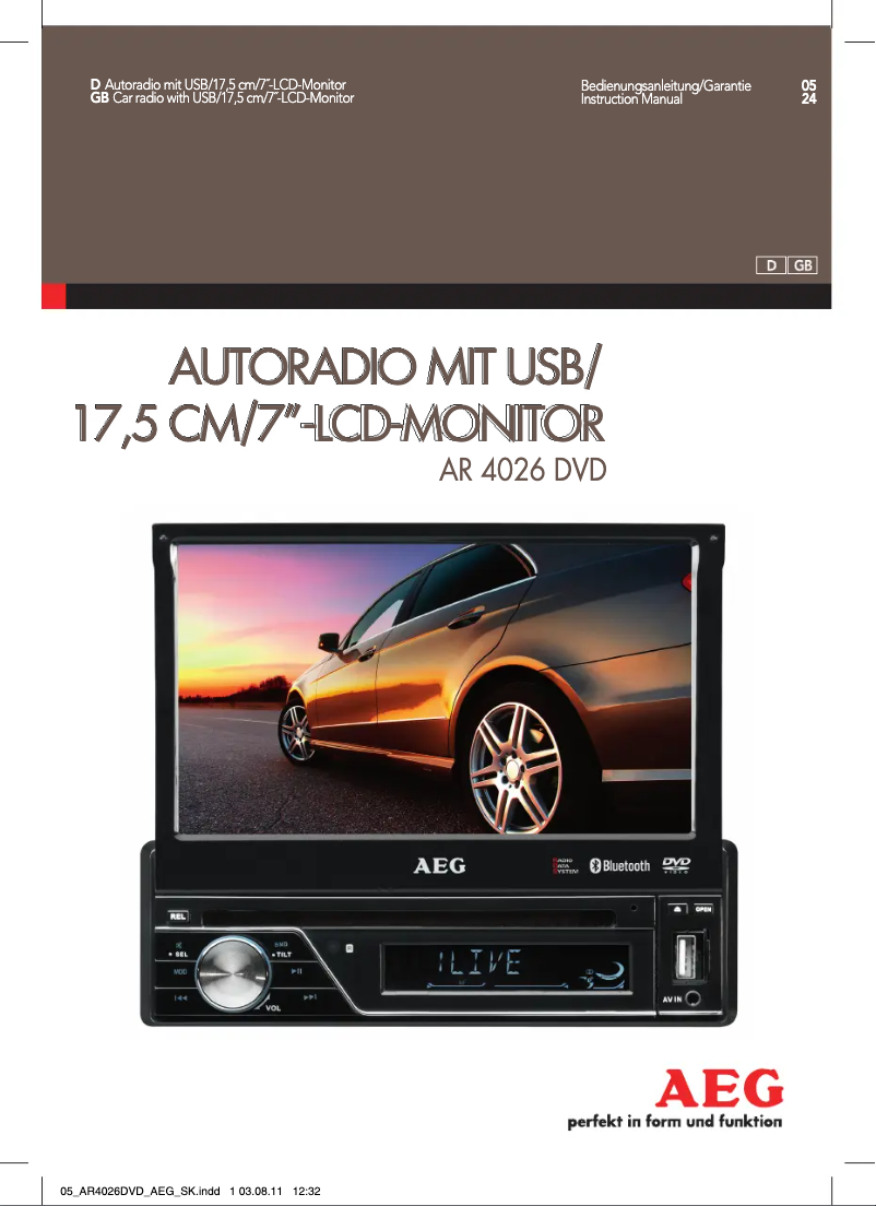 Page 1 de la notice Manuel utilisateur AEG AR 4026 DVD