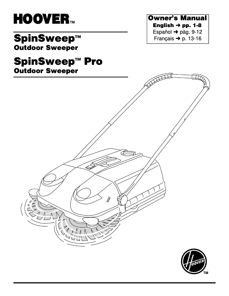 Page 1 de la notice Manuel utilisateur Hoover SpinSweep Pro