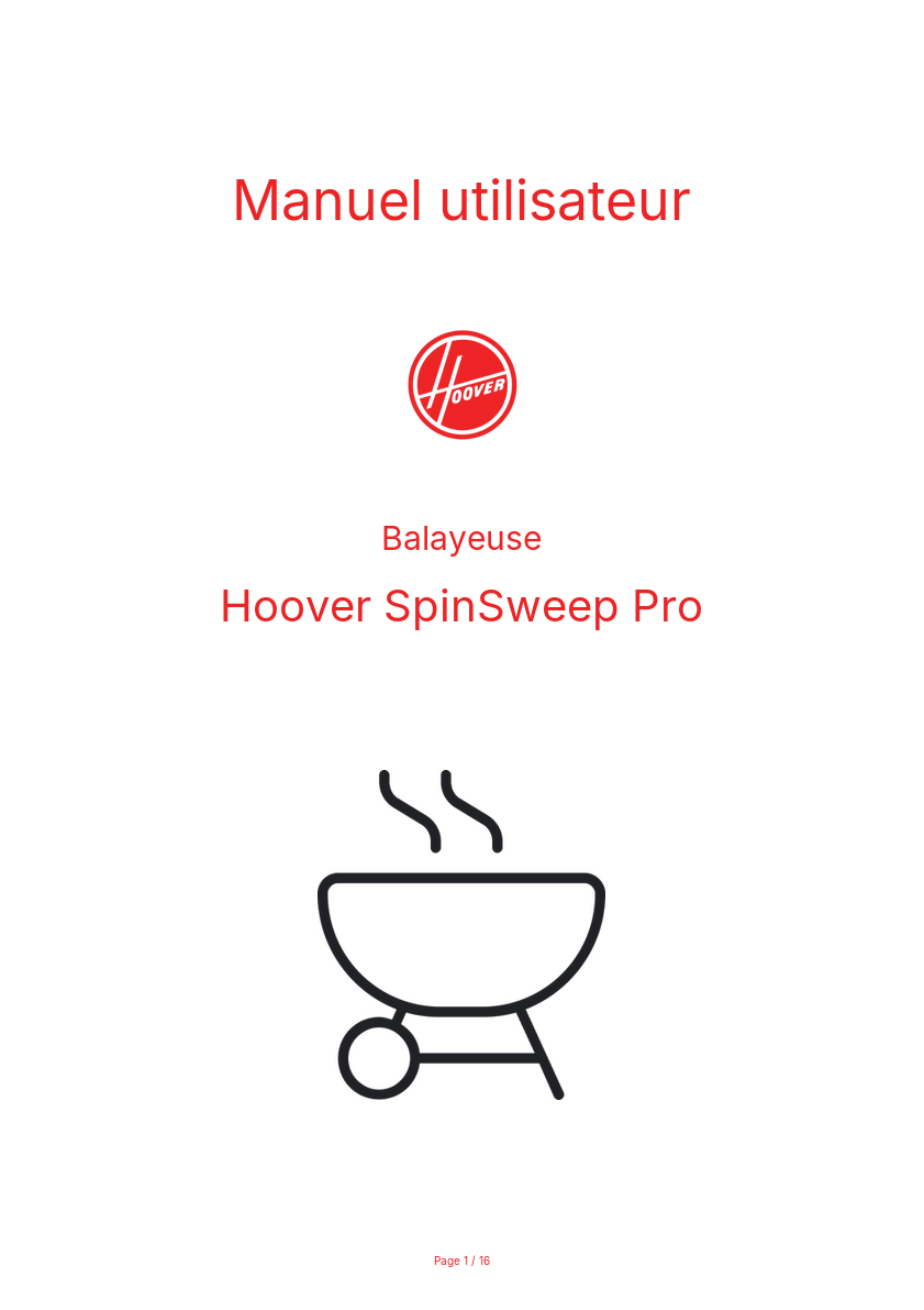 Page n°1 - Manuel utilisateur Hoover SpinSweep Pro