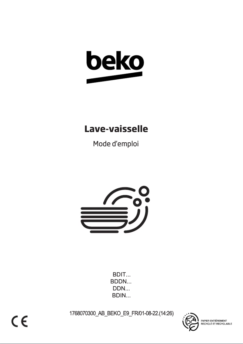Page 1 de la notice Manuel utilisateur Beko BDIT38532