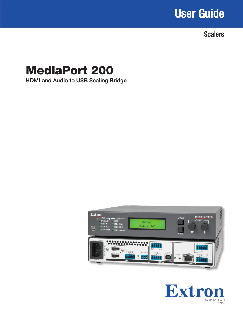 Page n°1 - Manuel utilisateur Extron MediaPort 200