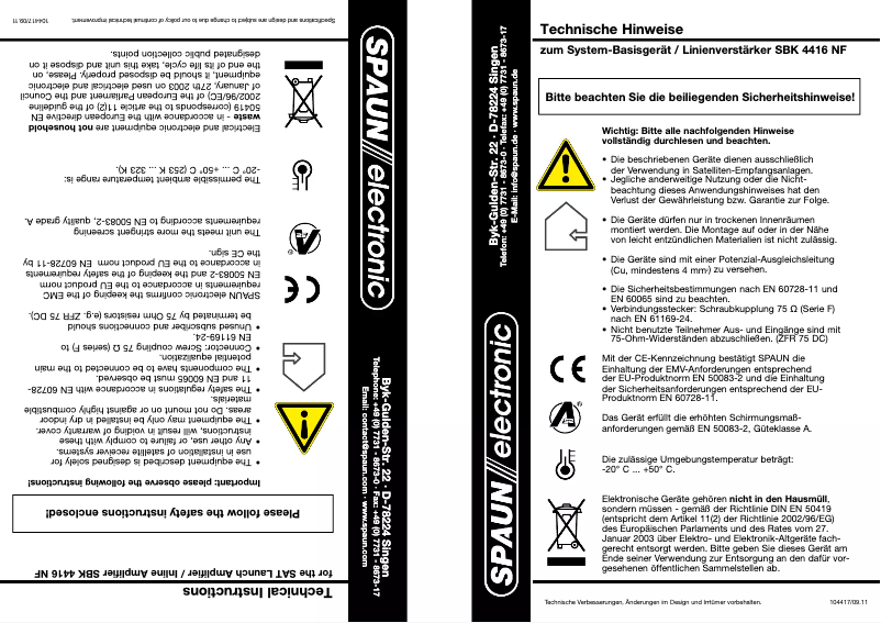 Page n°1 - Manuel utilisateur Spaun SBK 4416 NF