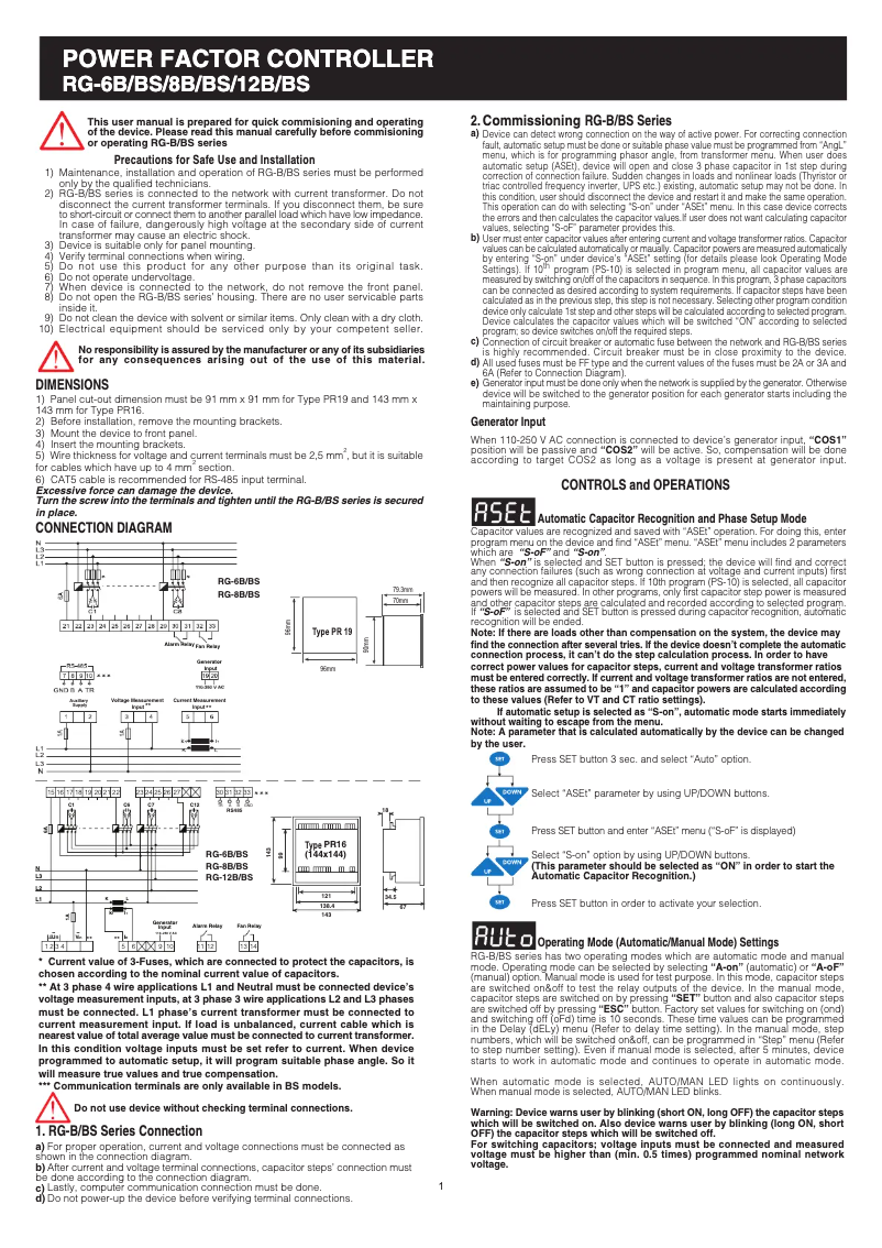 Page n°1 - Manuel utilisateur ENTES RG-8BS-96