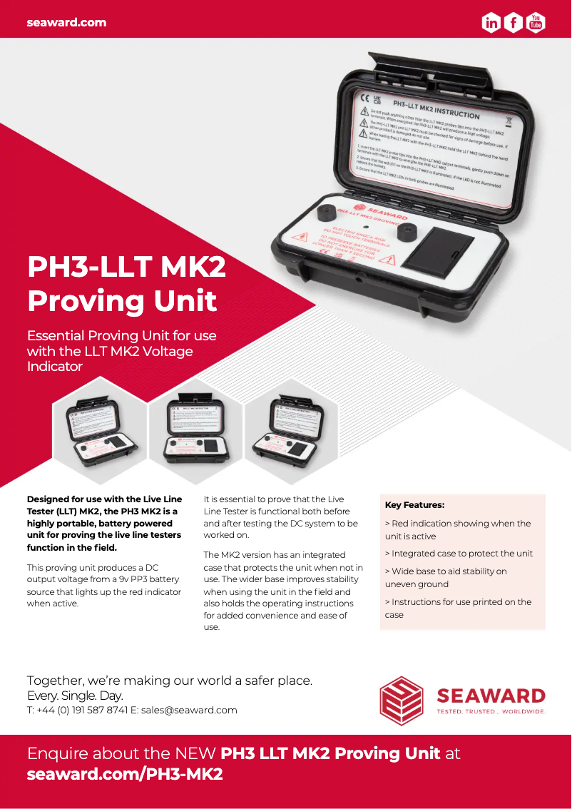 Page 1 de la notice Fiche technique Seaward PH3-LLT MK2