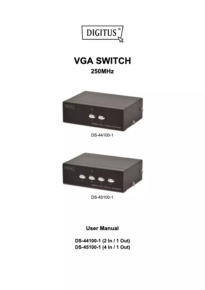 Page 1 de la notice Manuel utilisateur Digitus DS-44100-1