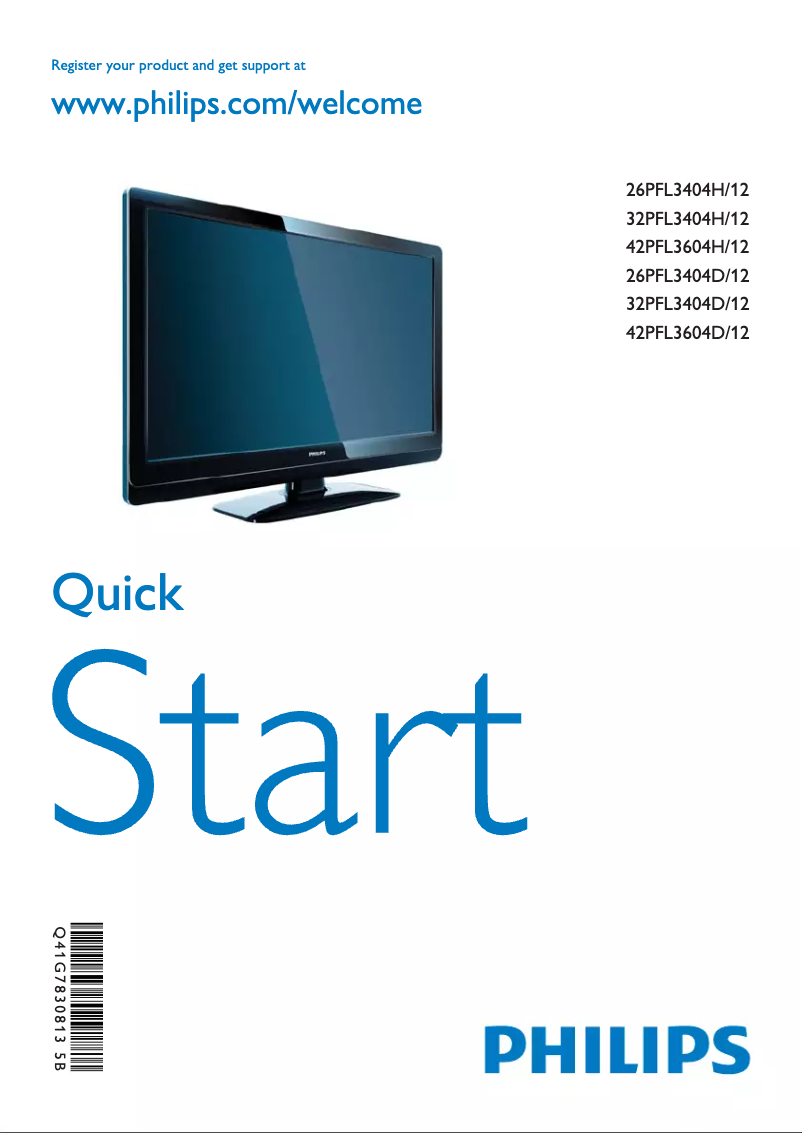 First page image of the manual for 32PFL3404H