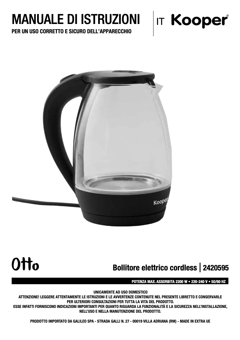 Page 1 de la notice Manuel utilisateur Kooper 2420595