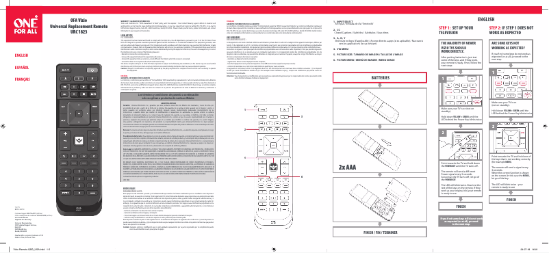 Page 1 de la notice Manuel utilisateur One for all URC 1823