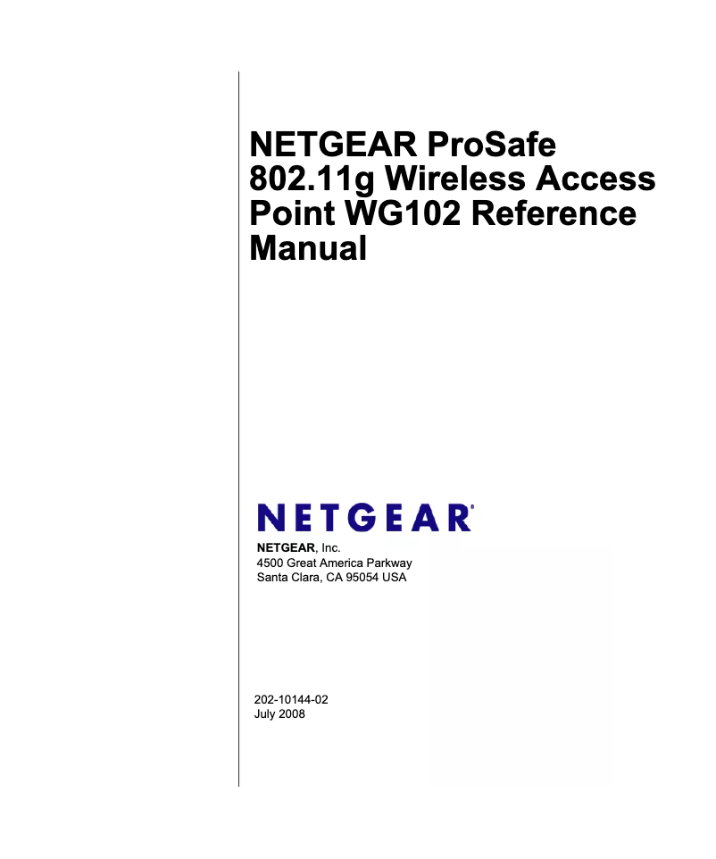 Image de la première page du manuel de l'appareil ProSafe WAG102