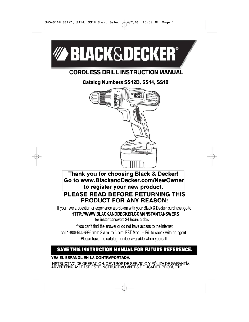 Page 1 de la notice Manuel utilisateur Black & Decker SS18SB