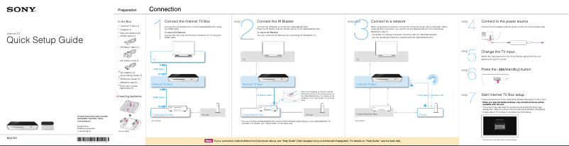 Page 1 of the manual Installation Guide Sony NSZ-GT1