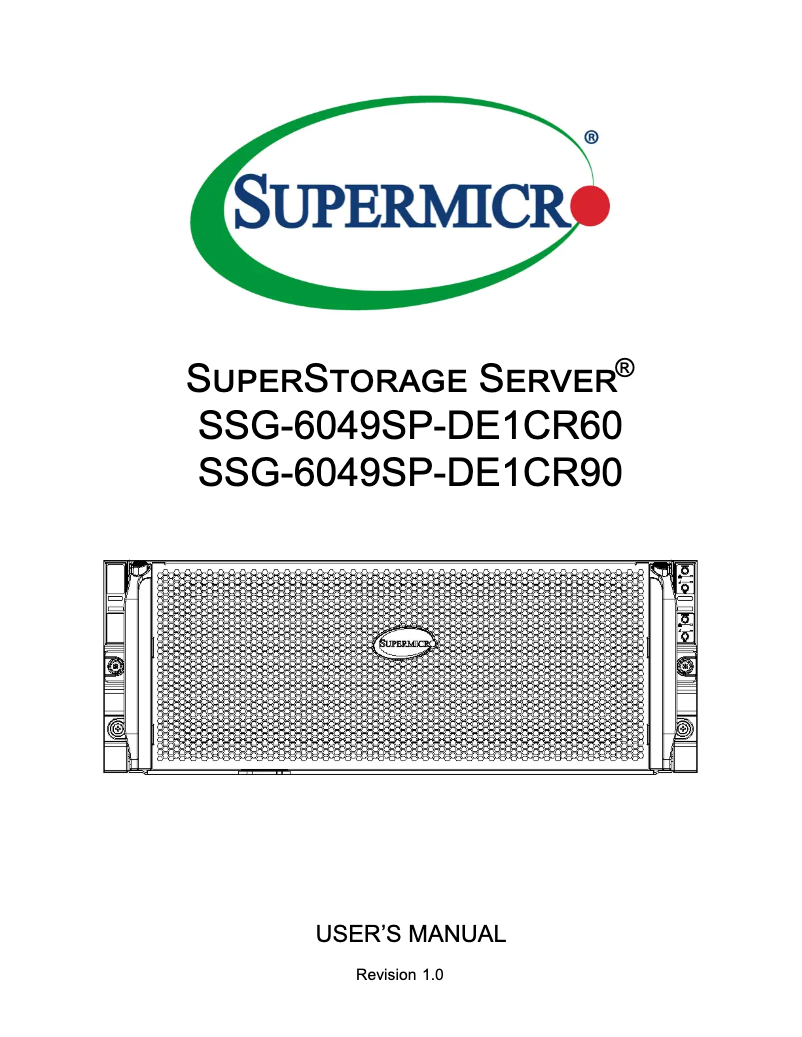 Image de la première page du manuel de l'appareil SuperStorage 6049SP-DE1CR60