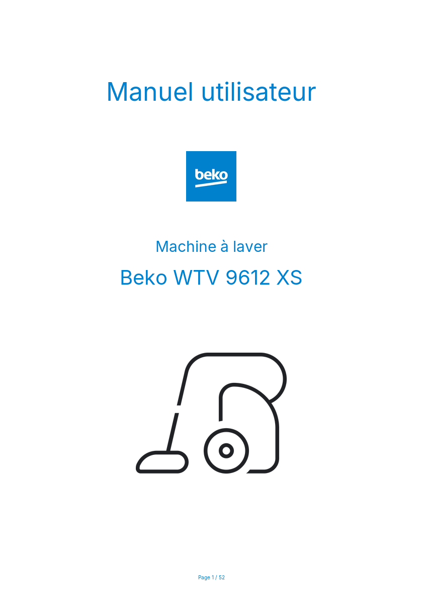 Image de la première page du manuel de l'appareil WTV 9612 XS