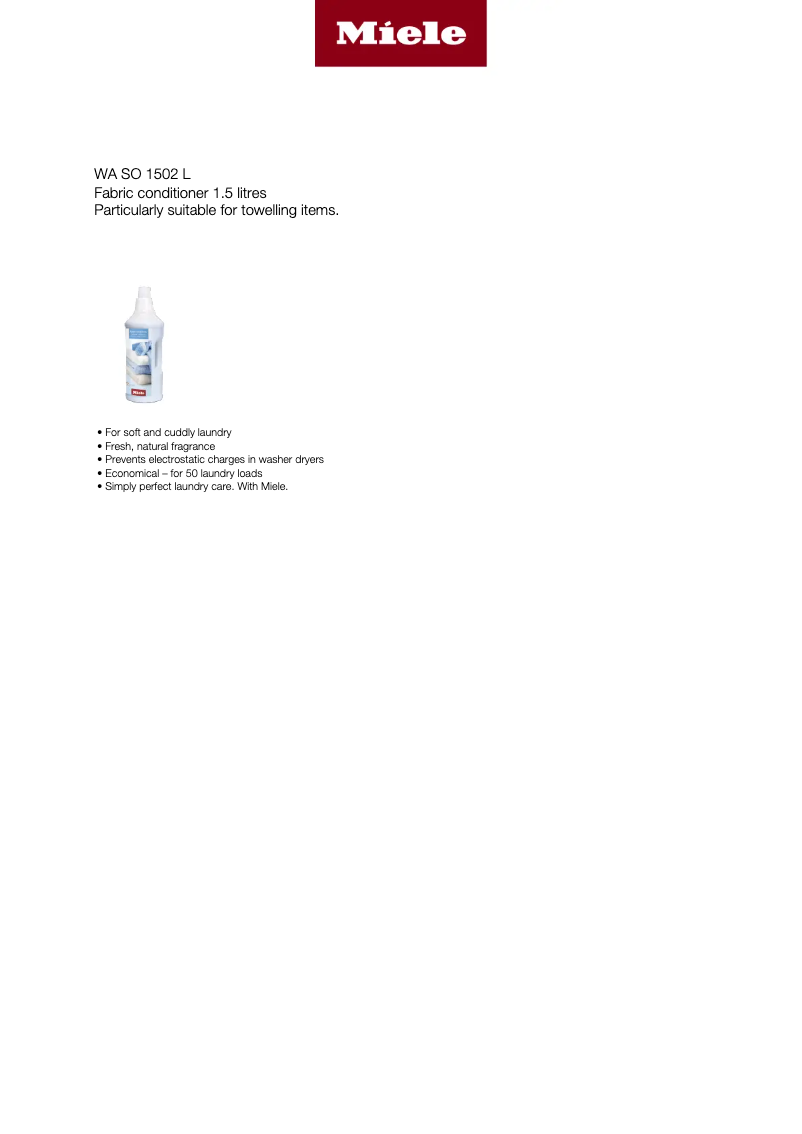 Page 1 de la notice Manuel utilisateur Miele WA SO 1502 L