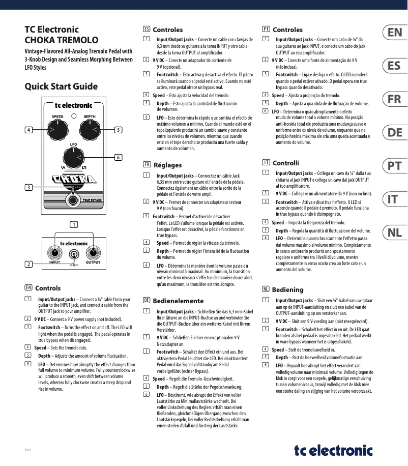 Page n°1 - Manuel utilisateur TC Electronic Choka Tremolo