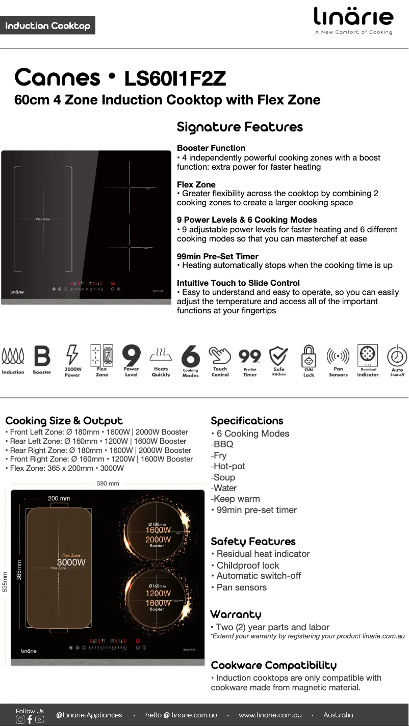 Page 1 de la notice Fiche technique Linarie Cannes LS60I1F2Z